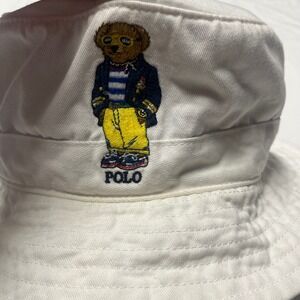 Polo Ralph Lauren White Polo Bear Bucket Hat XL/1XL Cotton Twill Mens Hat